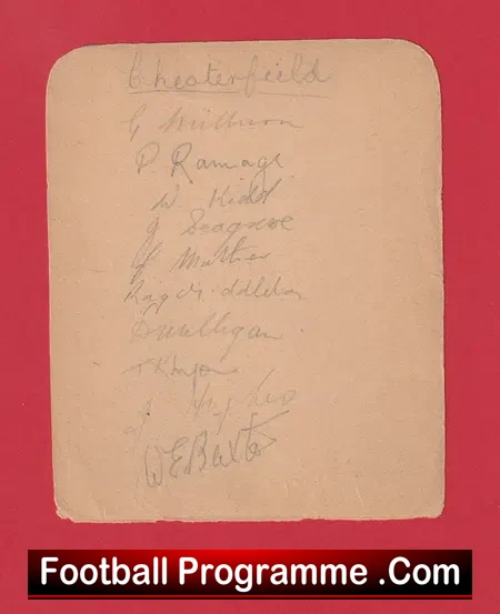 Chesterfield Plus Notts County Football Club 1940s Multi SIGNED