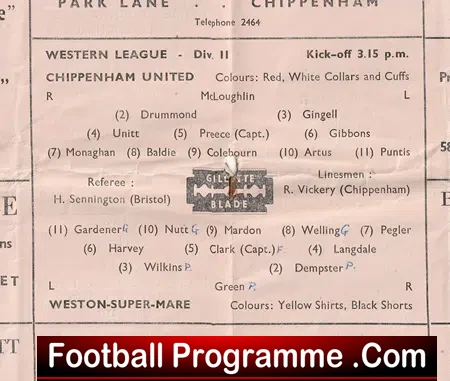 Chippenham United v Weston Super Mare 1948 - 1940's