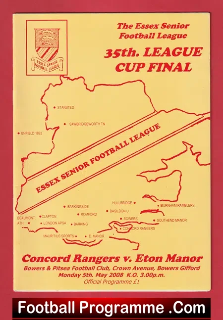 Concord Rangers v Eton Manor 2008 – Essex League Cup Final