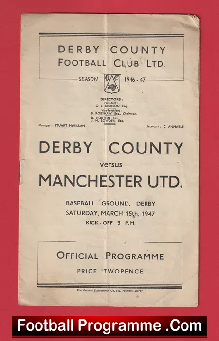Derby County v Manchester United 1947 – 1940s Man Utd