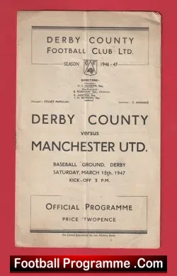 Derby County v Manchester United 1947 – 1940s Man Utd