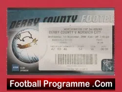 Derby County v Norwich City 2000 – Match Ticket League Cup