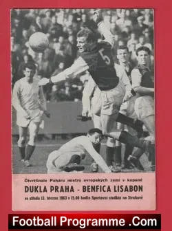 Dukla Prague v SL Benfica 1963 - Czech - football programme
