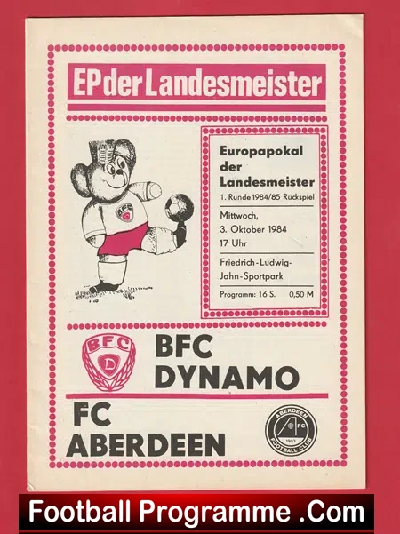 Dynamo Berlin v Aberdeen 1984 – Germany