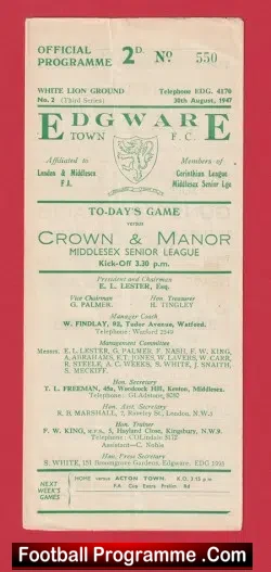 Edgeware Town v Crown Manor 1947 - 1940s