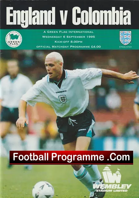 England v Columbia 1995 – Multi Autographed SIGNED + Gazza
