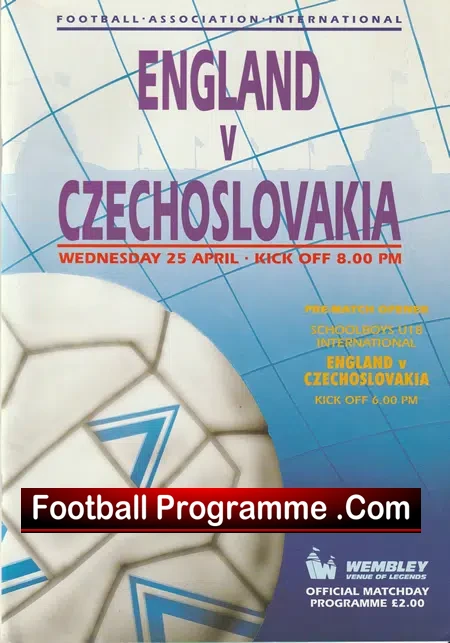England v Czechoslovakia 1990 – Multi Autographed SIGNED