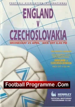 England v Czechoslovakia 1990 - Multi Autographed SIGNED - football programme
