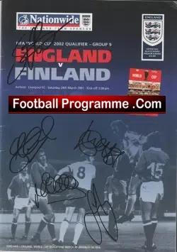 England v Finald 2001 – Multi Autographed SIGNED + Beckham