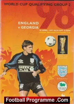 England v Georgia 1997 – Multi Autographed SIGNED Beckham Gazza