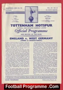 England v Germany 1961 – U23 International Tottenham Bobby Moore