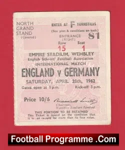 England v Germany 1962 – Football Ticket Schools