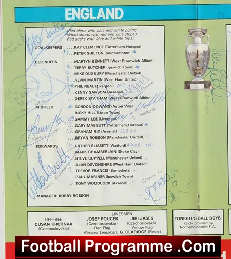 England v Greece 1983 - Multi Autographed SIGNED