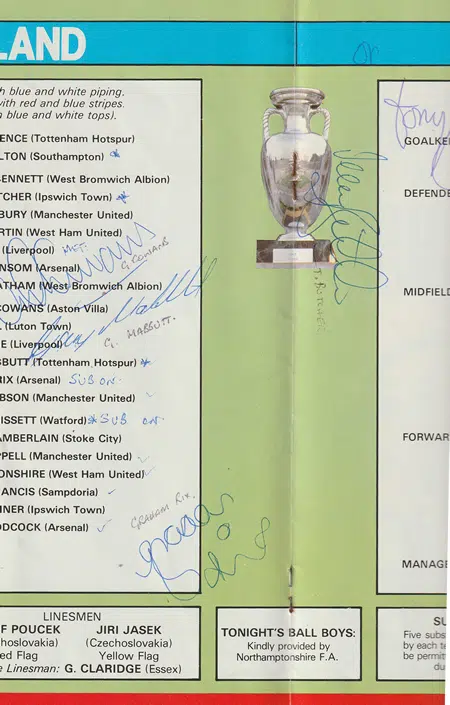 England v Greece 1983 - Multi Autographed SIGNED