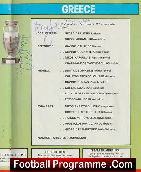 England v Greece 1983 - Multi Autographed SIGNED