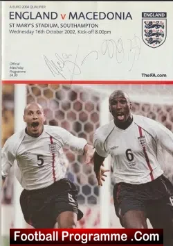 England v Macedonia 2002 Multi Autographed SIGNED