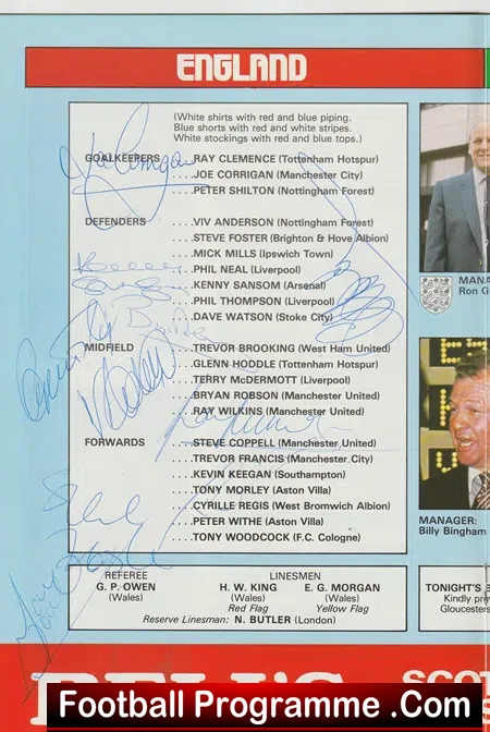 England v Northern Ireland 1982 - Autographed SIGNED Matt Busby