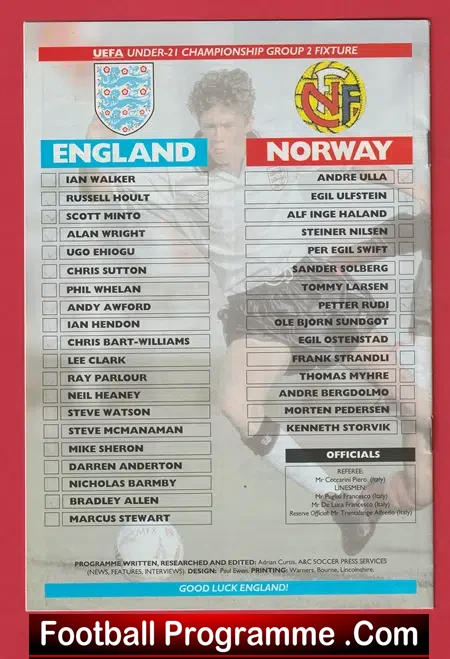 England v Norway 1992 - Multi Autographed SIGNED