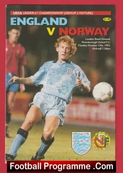 England v Norway 1992 – Multi Autographed SIGNED
