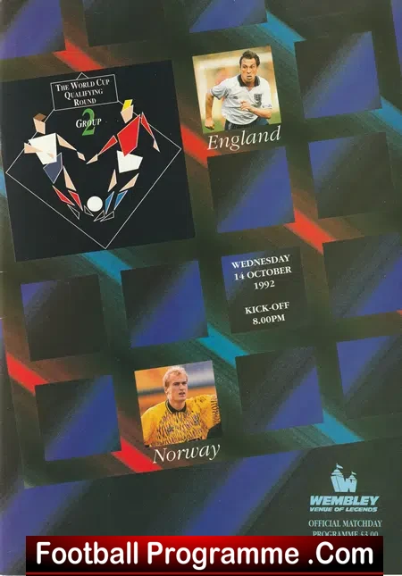 England v Norway 1992 - Multi Autographed SIGNED