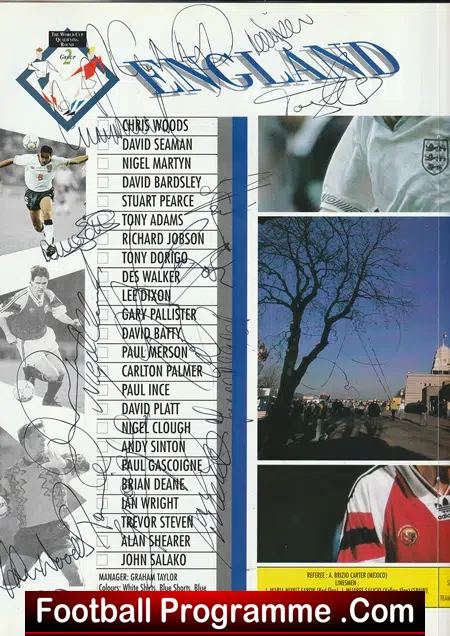England v Norway 1992 - Multi Autographed SIGNED