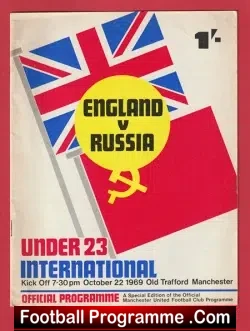 England v Russia 1969 - Under 23 at Man Utd Kidd - football programme