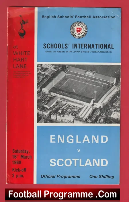 England v Scotland 1968 – School Boys Match at Tottenham