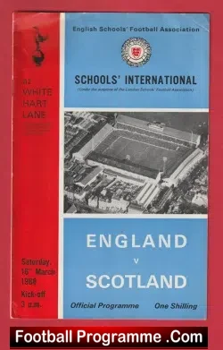 England v Scotland 1968 – School Boys Match at Tottenham