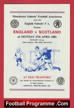 England v Scotland 1981 – Boys Cup Final Man Utd Old Trafford