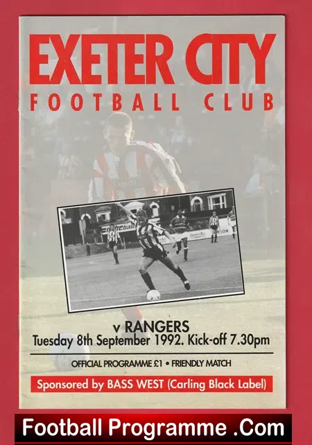 Exeter City v Glasgow Rangers 1992 - Pre Season Friendly