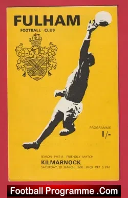 Fulham v Kilmarnock 1968 - Friendly Football Match - football programme