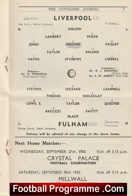 Fulham v Liverpool 1950