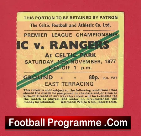 Glasgow Celtic v Glasgow Rangers 1977