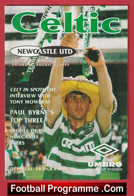 Glasgow Celtic v Newcastle United 1995 – SIGNED
