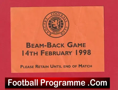 Glasgow Rangers v Aberdeen 1998 – Beam Back Ticket