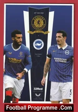 Glasgow Rangers v Brighton 2021 - Friendly Match Scotland - football programme