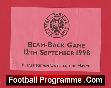 Glasgow Rangers v Dundee United 1998 – Beam Back Ticket