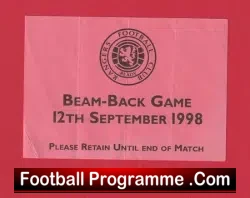 Glasgow Rangers v Dundee United 1998 – Beam Back Ticket