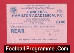 Glasgow Rangers v Hamilton Accademical 1987 – Ticket Scotland