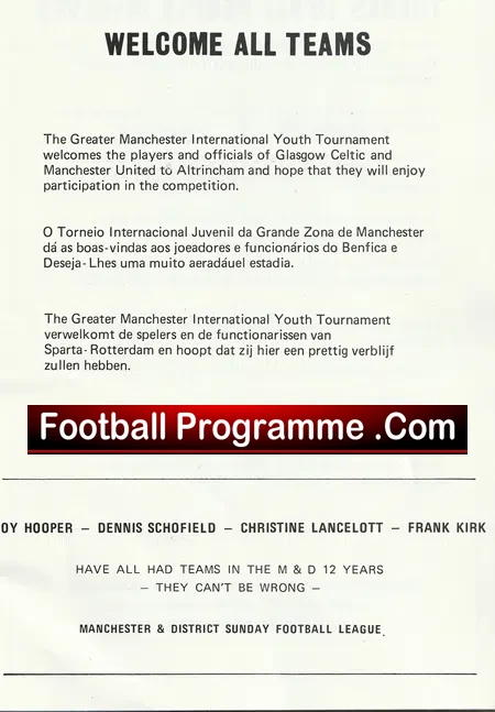 Greater Manchester Youth Tournament 1977 - Bobby Charlton