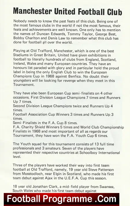 Greater Manchester Youth Tournament 1977 - Bobby Charlton