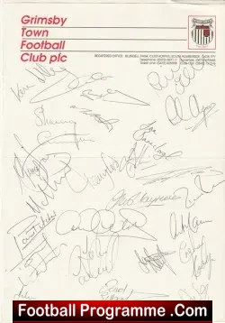 Grimsby Town Football Club Multi Autographed SIGNED Sheet - football programme