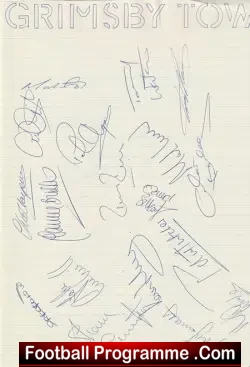 Grimsby Town Football Club Multi Autographed SIGNED Sheet 1990 - football programme