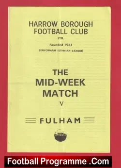 Harrow Borough v Fulham 1983 - Friendly Match - football programme