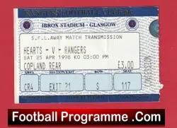 Heart Of Midlothian v Glasgow Rangers 1998 – Beam Back Ticket