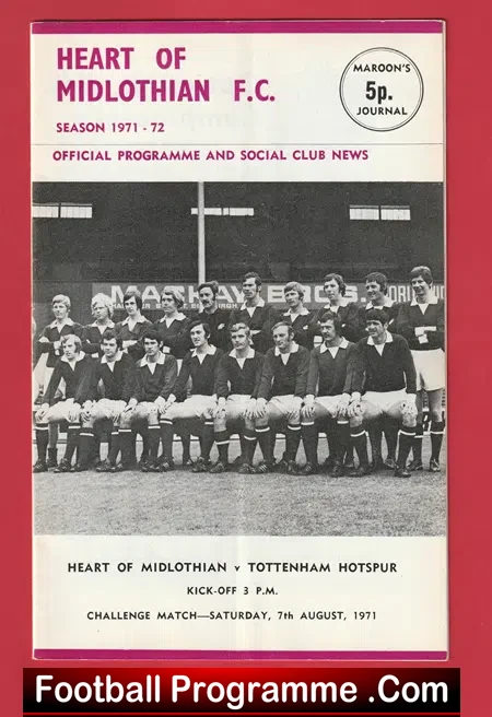 Heart Of Midlothian v Tottenham 1971 – Friendly Game Scotland