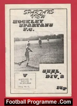 Hockley Spartans v Seel 1985 - football programme