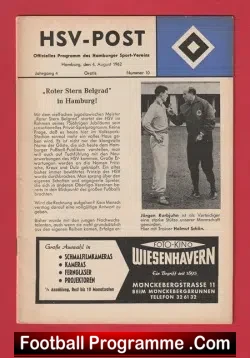 HSV Hamburg v Roter Stern Blegrad 1962 - Germany - football programme