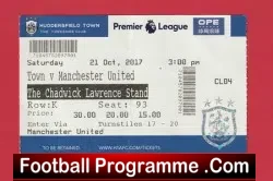Huddersfield Town v Manchester United 2017 – Match Ticket