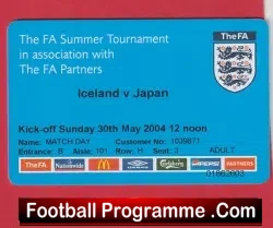 Iceland v Japan 2004 – Football Match Ticket Plastic Card